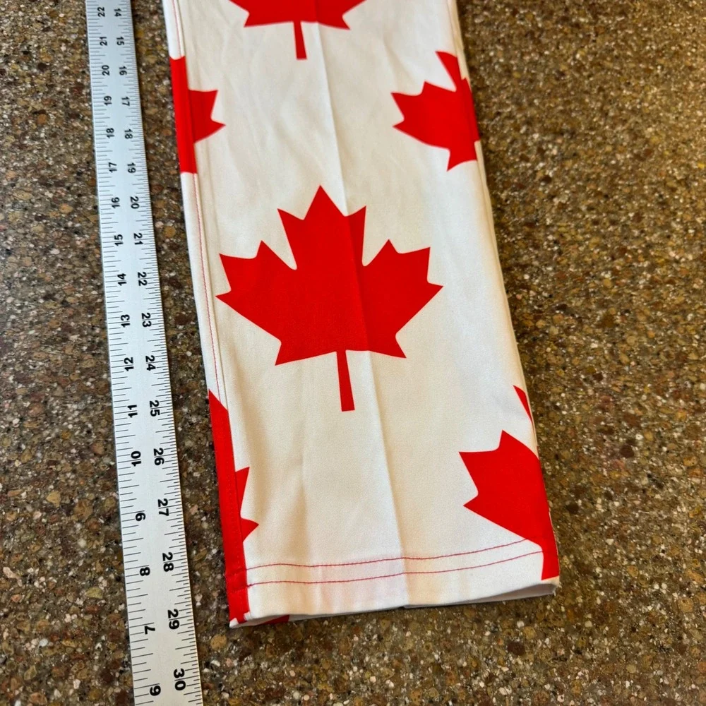 Loudmouth Golf Mens Pants 32x30 White Red Maple Leaf‎ Print Straight Leg